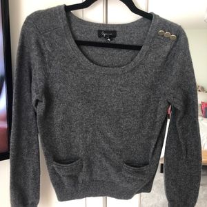 Aqua Grey Sweater with Gold Buttons